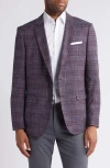 Hugo Boss Boss Hutson Plaid Wool Blend Sport Coat In Dark Red