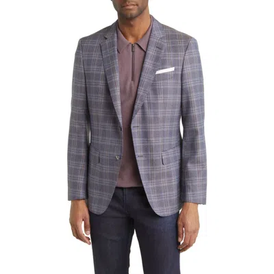 Hugo Boss Boss Hutson Plaid Wool Sport Coat In Purple/navy