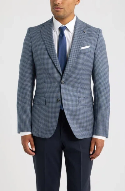 Hugo Boss Boss Hutson Slim Fit Dark Blue Microcheck Virgin Wool Sport Coat In Black