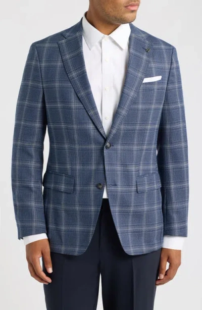 Hugo Boss Boss Hutson Slim Fit Dark Blue Windowpane Check Sport Coat
