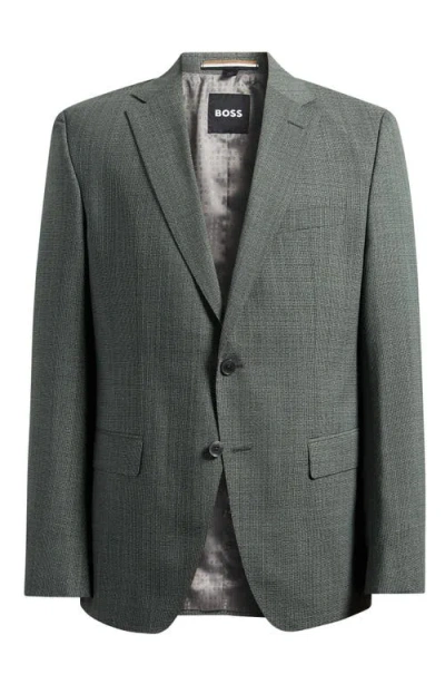 Hugo Boss Boss Hutson Slim Fit Green Mélange Virgin Wool Sport Coat In Black
