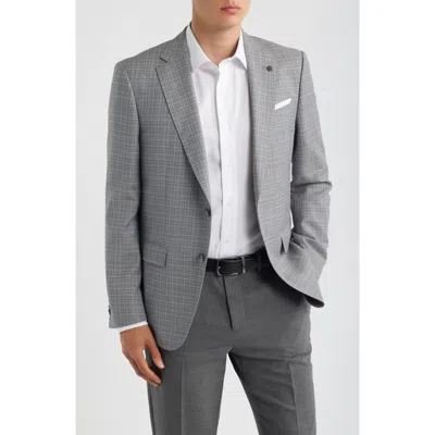 Hugo Boss Boss Hutson Slim Fit Grey Mélange Textured Virgin Wool Sport Coat In Gray