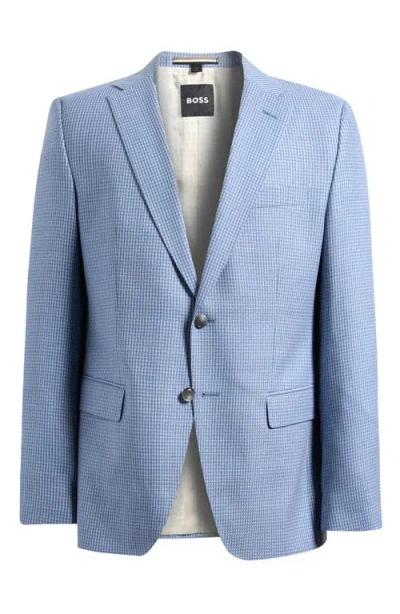 Hugo Boss Boss Hutson Slim Fit Light Blue Herringbone Virgin Wool Sport Coat In Brown