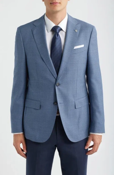 Hugo Boss Boss Hutson Slim Fit Medium Blue Textured Virgin Wool Sport Coat