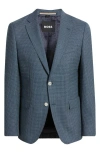 Hugo Boss Boss Hutson Slim Fit Micocheck Wool Blend Sport Coat In Blue