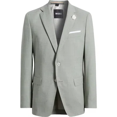 Hugo Boss Boss Hutson Slim Fit Microcheck Wool Blend Sport Coat In Green