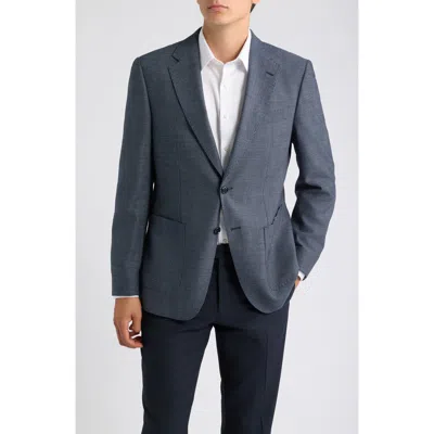 Hugo Boss Boss Hutson Slim Fit Navy Cotton & Wool Herringbone Sport Coat In Blue