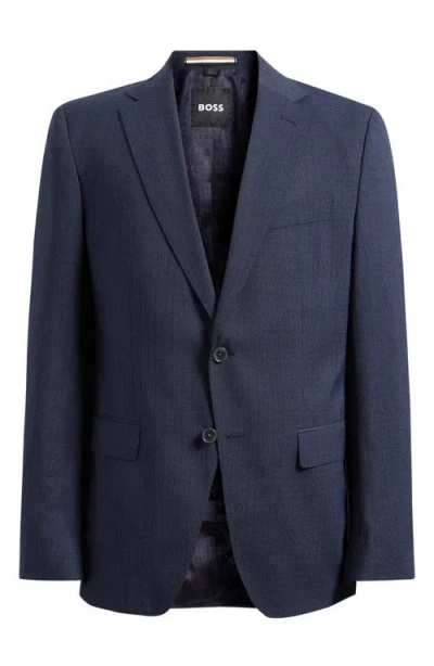 Hugo Boss Boss Hutson Slim Fit Navy Mélange Virgin Wool Sport Coat In Blue