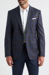 Hugo Boss Boss Hutson Slim Fit Navy Plaid Wool Sport Coat In Blue