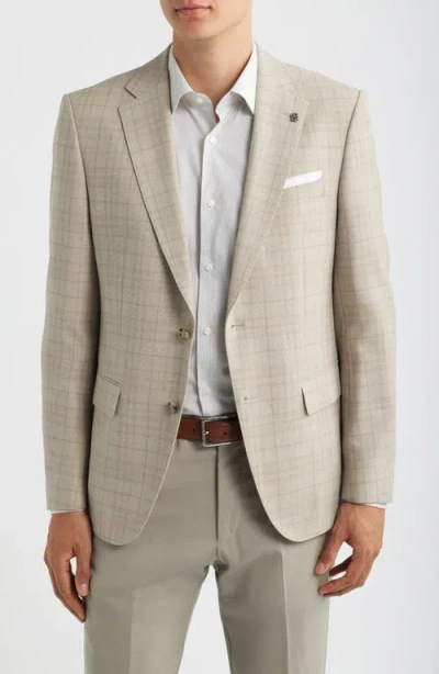 Hugo Boss Boss Hutson Slim Fit Plaid Wool Blend Sport Coat In Neutral