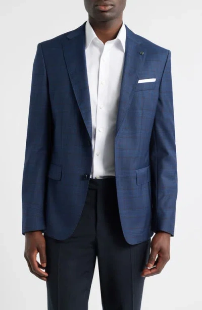 Hugo Boss Boss Hutson Slim Fit Plaid Wool Sport Coat In Blue