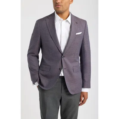 Hugo Boss Boss Hutson Slim Fit Purple Houndstooth Virgin Wool Sport Coat
