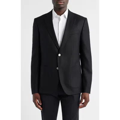 Hugo Boss Boss Hutson Slim Fit Textured Black Wool Sport Coat