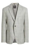 Hugo Boss Boss Hutson Slim Fit Windowpane Wool Blend Sport Coat In Gray