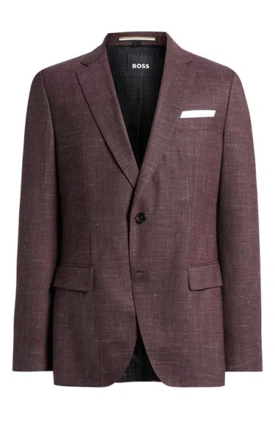 Hugo Boss Boss Hutson Virgin Wool & Linen Sport Coat In Open Red