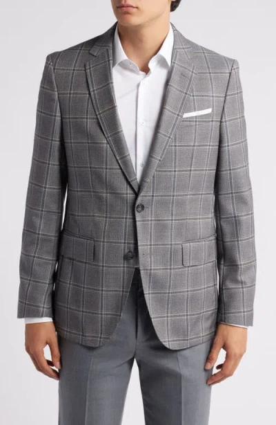 Hugo Boss Boss Hutson Windowpane Check Wool Sport Coat In Silver