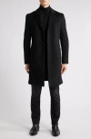 Hugo Boss Boss Hyde Felted Wool & Cashmere Car Coat In Black