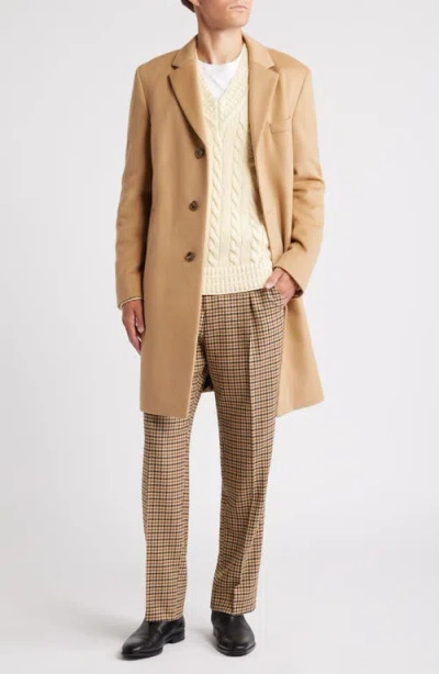 Hugo Boss Boss Hyde Felted Wool & Cashmere Car Coat In Dark Beige