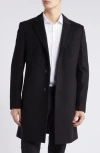 Hugo Boss Boss Hyde Longline Wool Blend Coat In Black