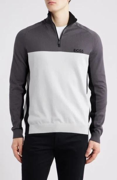 Hugo Boss Boss Hydro-x Water-repellent Half Zip In Light Grey