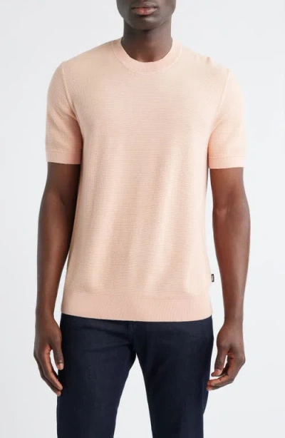Hugo Boss Boss Ianni Cotton Blend Short Sleeve Sweater In Pink
