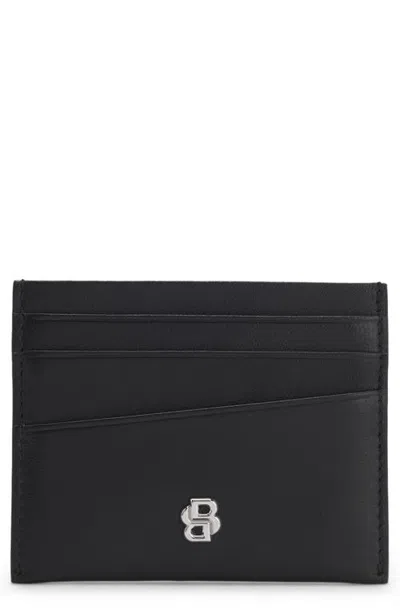 Hugo Boss Boss Icon Leather Card Case In Black