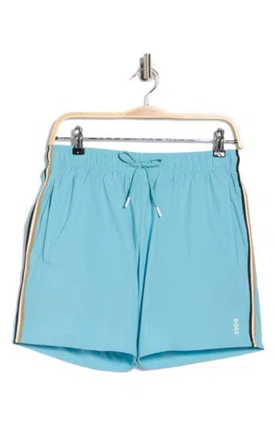 Hugo Boss Boss Iconic Drawstring Waist Swim Trunks In Blue