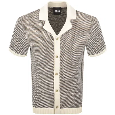 Hugo Boss Boss Iconico Knit Polo Beige In Gray