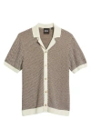 Hugo Boss C-iconico Knit Button Polo Shirt Open White In Brown