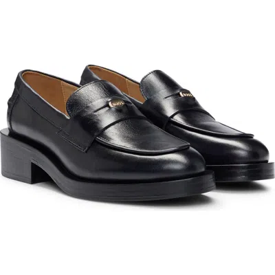Hugo Boss Boss Iryna Leather Penny Loafer In Black