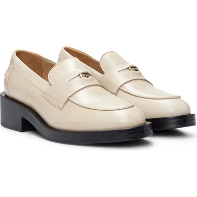 Hugo Boss Boss Iryna Leather Penny Loafer In Neutral