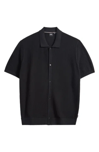 Hugo Boss Boss Iseppo Short Sleeve Cardigan In Black