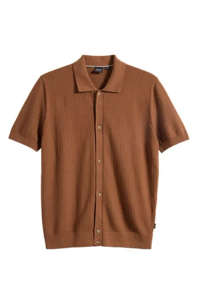 Hugo Boss Boss Iseppo Short Sleeve Cardigan In Brown