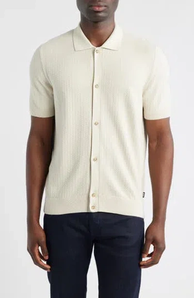 Hugo Boss Boss Iseppo Short Sleeve Cardigan In Open White