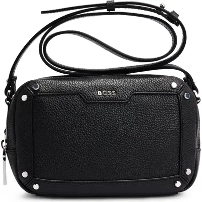 Hugo Boss Boss Ivy Leather Crossbody Bag In Black