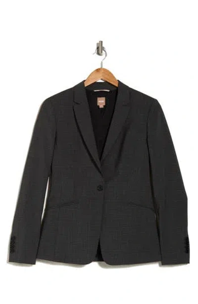 Hugo Boss Boss Jabina Virgin Wool Blazer In Dark Grey Plaid