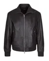 Hugo Boss Giubbino In Nappa Con Zip Doppia Dark Brown In Black