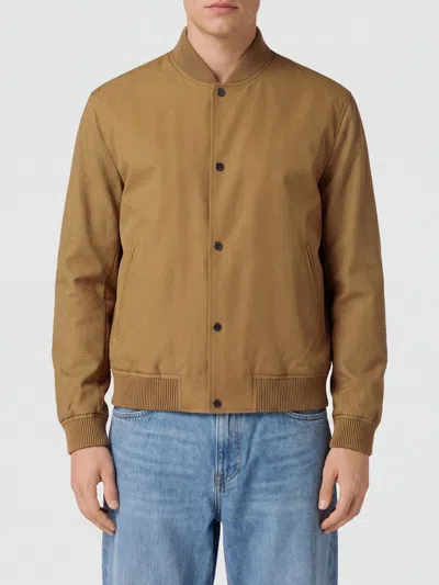 Hugo Boss Water-repellent Jacket With Monogram-pattern Sleeves In Brown