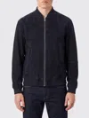 Hugo Boss Dark Blue Solid Mock Collar Jacket In Multi