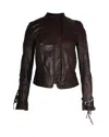 Hugo Boss Boss Jacket With Braided Details In Brown Leather In Brown