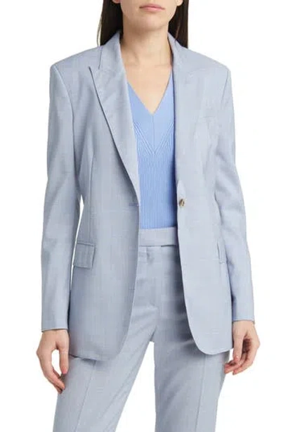 Hugo Boss Boss Jacketa One-button Virgin Wool Blazer In Blue