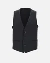 Hugo Boss Wool Fabric Sleeveless Vest With Adjustable Back Strap In Black