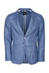 Hugo Boss Tailored Jacket With Flap Pockets And Vent In Blue