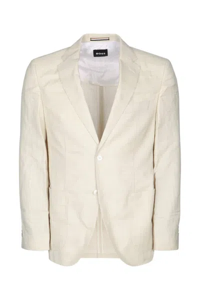 Hugo Boss Tailored Jacket With Notch Lapel Design In White