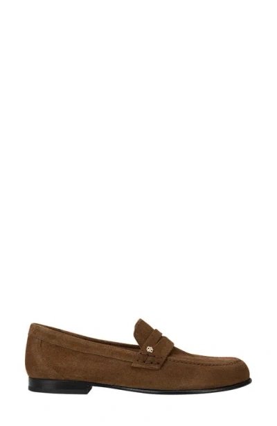 Hugo Boss Boss Jadey Suede Penny Loafer In Brown