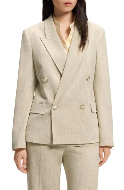 Hugo Boss Boss Jaleto Double Breasted Slub Jacket In Neutral