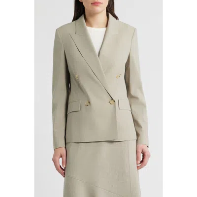 Hugo Boss Boss Jaleto Double Breasted Virgin Wool Blazer In Pumice