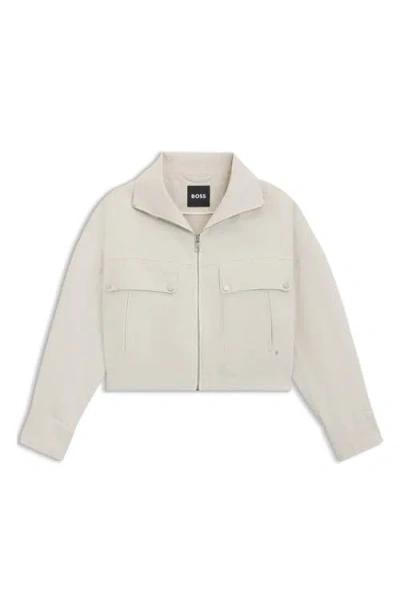 Hugo Boss Boss Jamoura Cotton & Linen Twill Jacket In Neutral