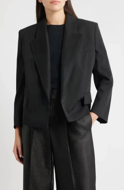 Hugo Boss Boss Janeva Virgin Wool One-button Blazer In Black