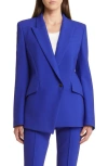Hugo Boss Regular-fit Jacket In Stretch Fabric With Asymmetric Front In Open Blue